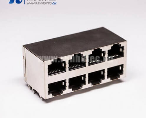 rj45接口8口雙排母頭2*4 RJ45帶屏蔽不帶燈