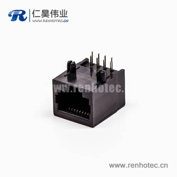 rj45母座接口8P8C黑色90度不帶屏蔽不帶燈接PCB板