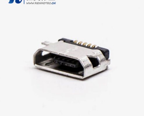 micro usb 接口B型母頭SMT全貼板5針平口接插件