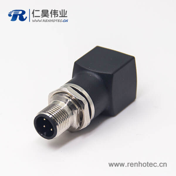 m12公頭轉rj45母頭轉接頭m12直式4pin穿墻轉rj45直型接插件